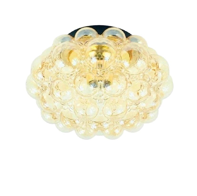 Lampa sufitowa Bubble, szkło złote, mosiądz, proj. H. Tynell, Limburg, Niemcy, lata 70.
