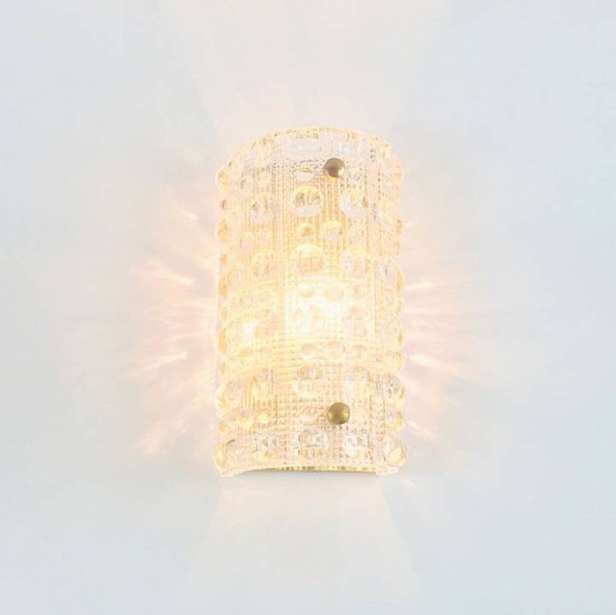 Para kinkietów 'Venus', szkło kryształowe transparentne, mosiądz, proj. C. Fagerlund, Orrefors, Szwecja, lata 60. - 294703