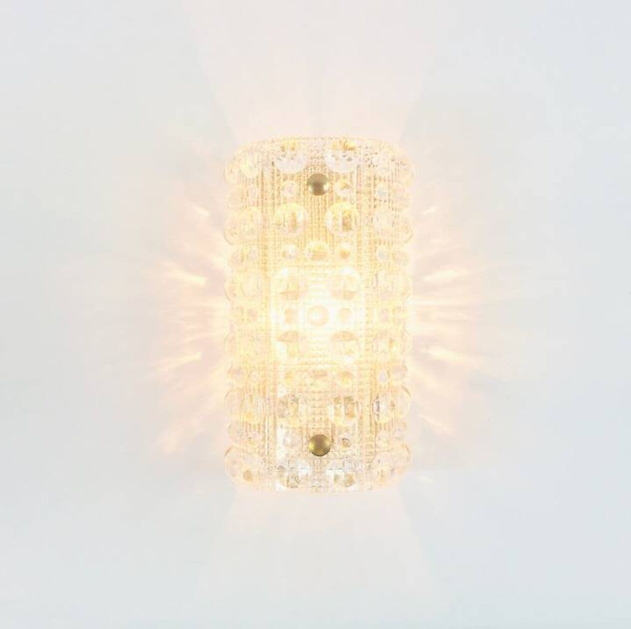 Para kinkietów 'Venus', szkło kryształowe transparentne, mosiądz, proj. C. Fagerlund, Orrefors, Szwecja, lata 60. - 294702