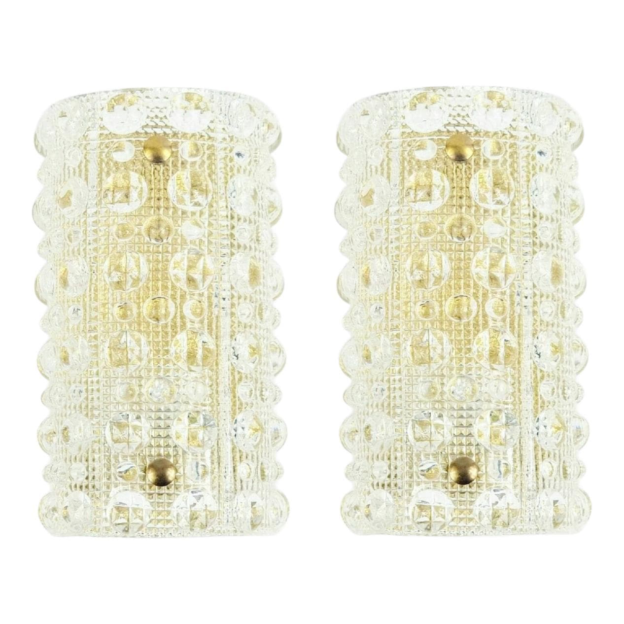 Para kinkietów 'Venus', szkło kryształowe transparentne, mosiądz, proj. C. Fagerlund, Orrefors, Szwecja, lata 60.