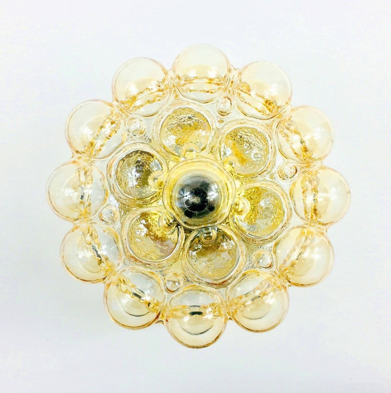 Lampa sufitowa Bubble, szkło złoty transparentny, proj. H. Tynell, Limburg, Niemcy, lata 60. - 294680