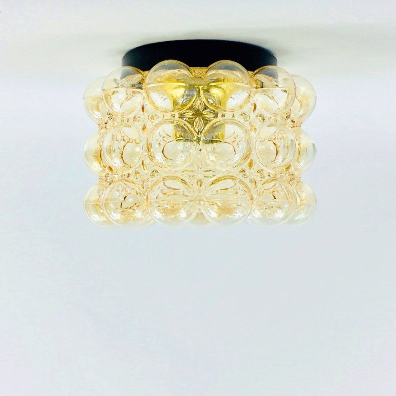 Lampa sufitowa Bubble, szkło złoty transparentny, proj. H. Tynell, Limburg, Niemcy, lata 60. - 294678