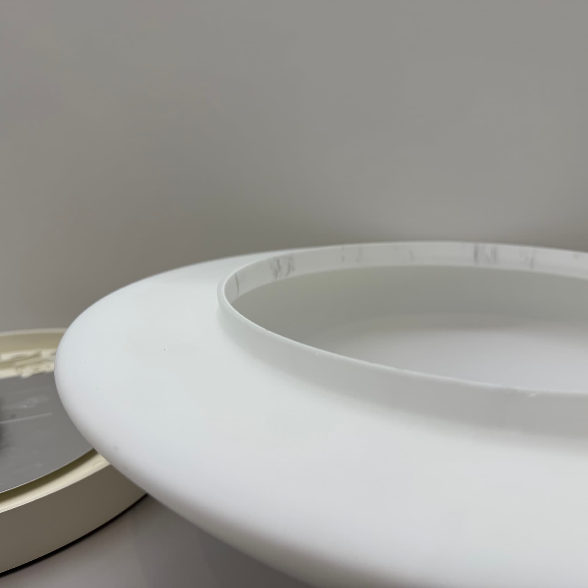 Ceiling Lamp Bauhaus, white opal glass, white Bakelite, Germany - 294625