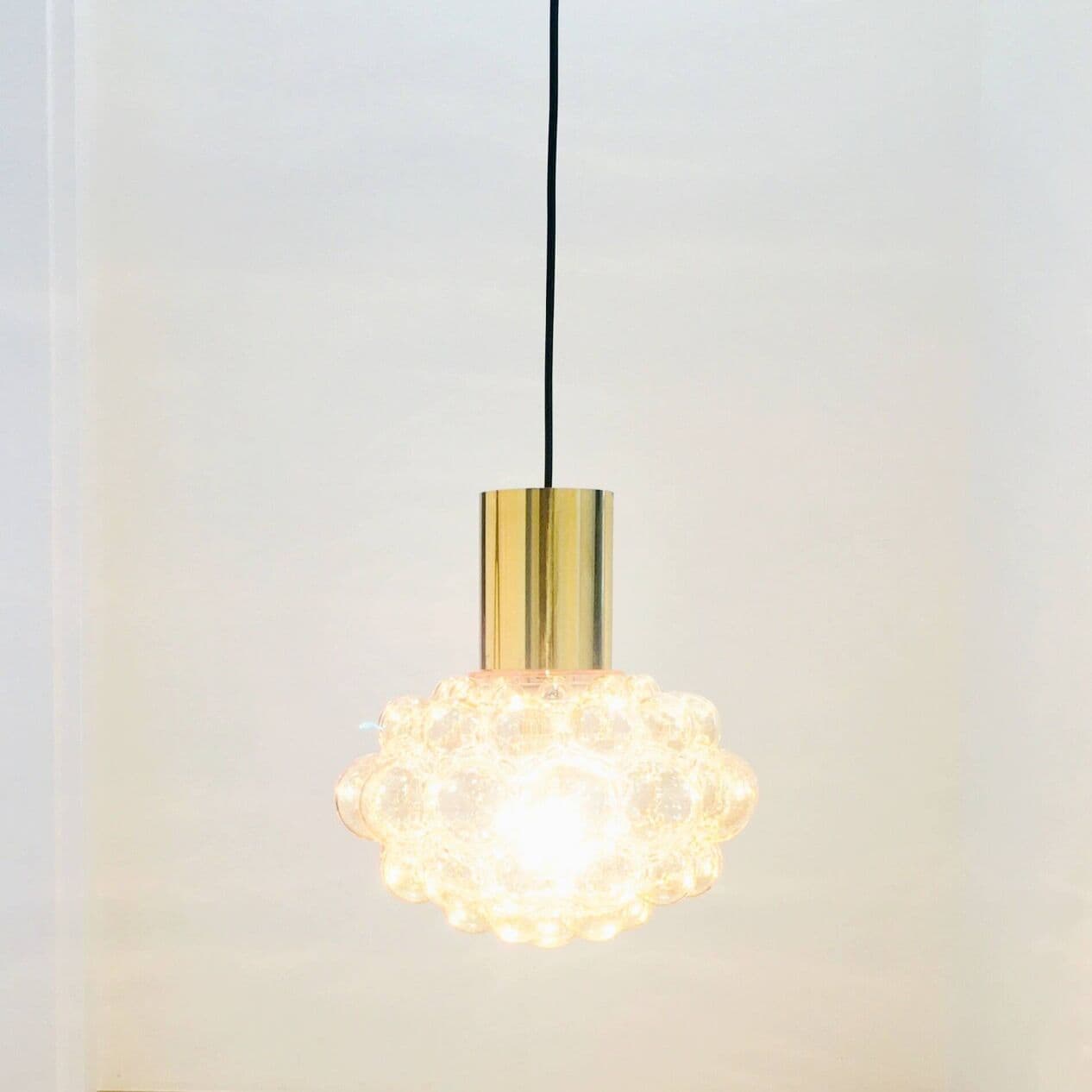 Lampa sufitowa Bubble, szkło bursztynowe, mosiądz, proj. H. Tynell, Limburg, Niemcy, lata 60. - 294905