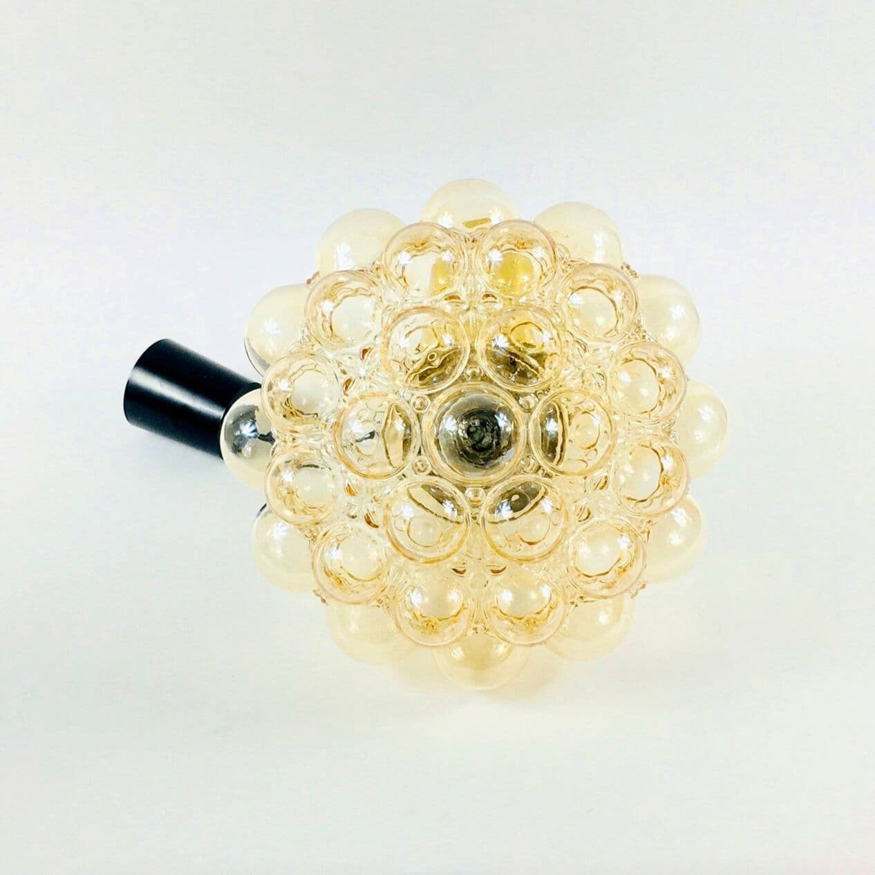 Lampa sufitowa Bubble, szkło bursztynowe, mosiądz, proj. H. Tynell, Limburg, Niemcy, lata 60. - 294907