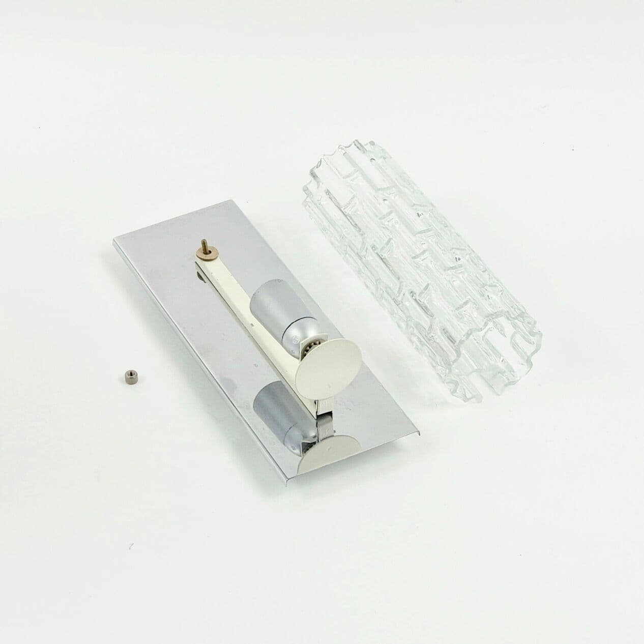 Para kinkietów, szkło transparentne Murano, chrom, Doria Leuchten, Niemcy, lata 60. - 294922