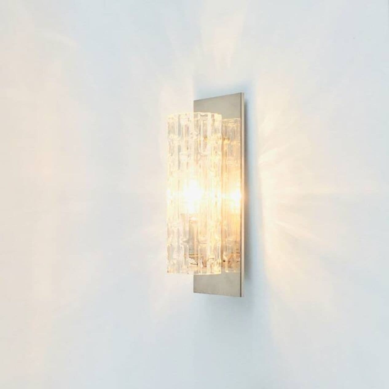 Para kinkietów, szkło transparentne Murano, chrom, Doria Leuchten, Niemcy, lata 60. - 294916