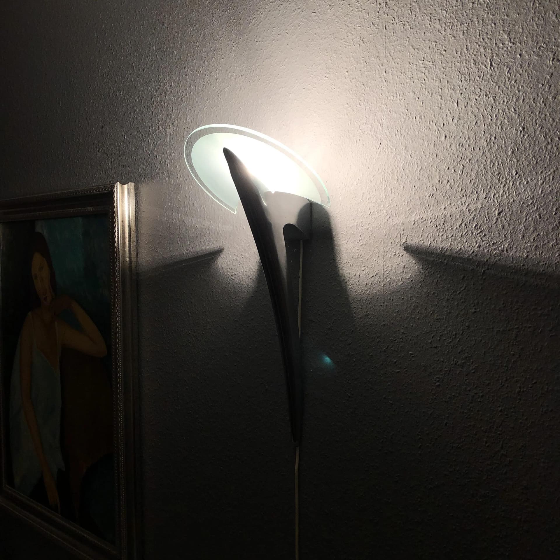 Para kinkietów postmodernistycznych, aluminium polerowane srebrny, Niemcy, lata 80. - 21814