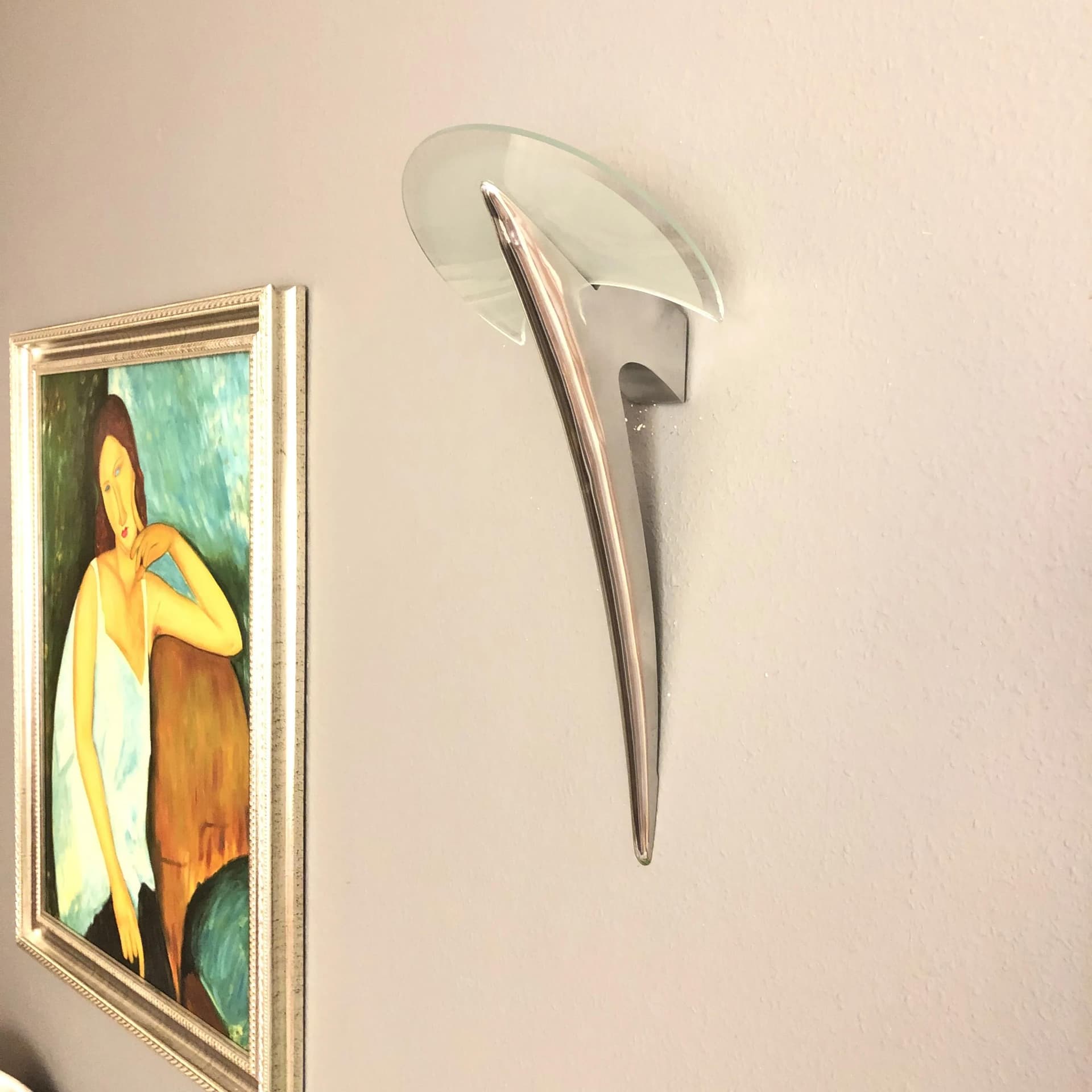 Para kinkietów postmodernistycznych, aluminium polerowane srebrny, Niemcy, lata 80. - 21812