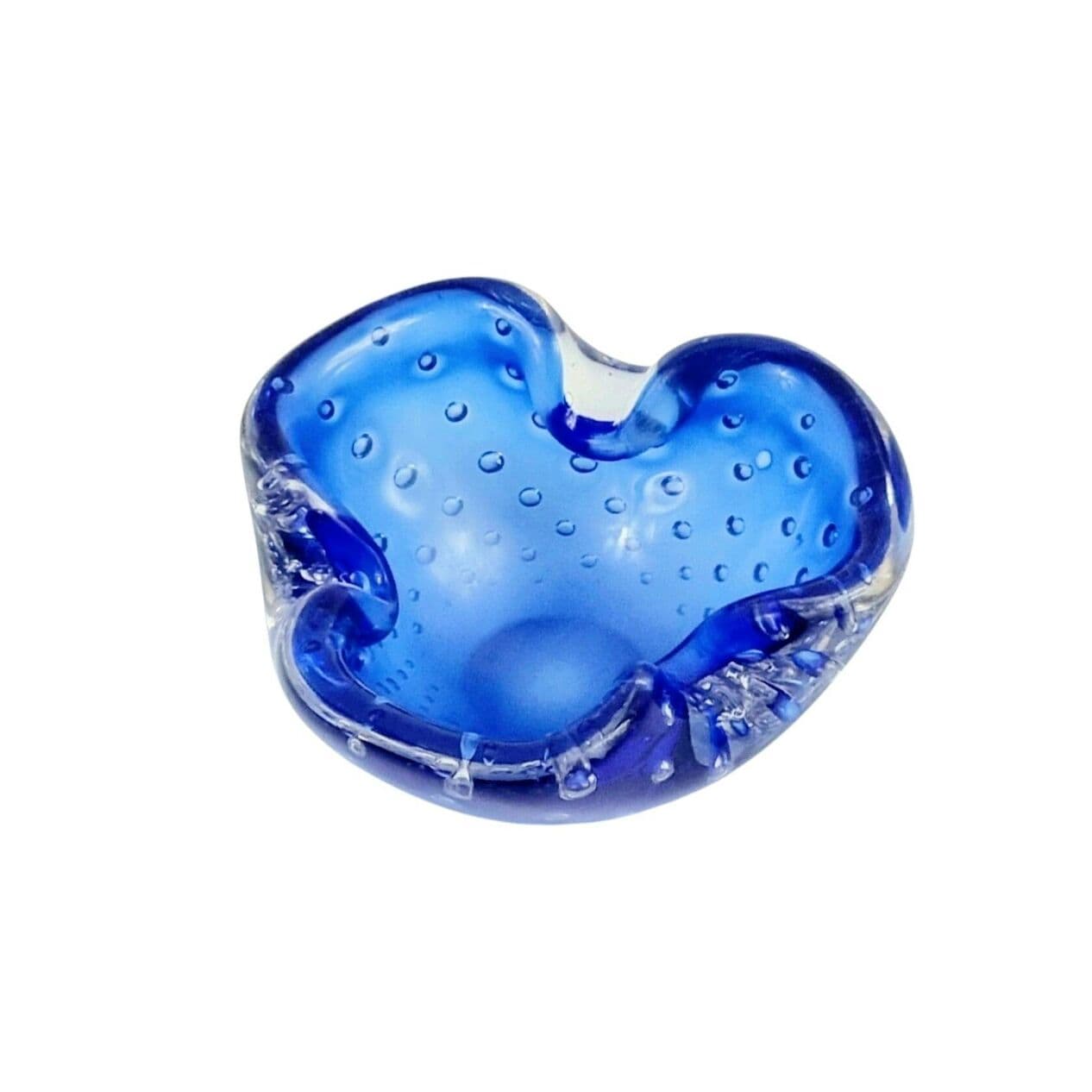 Ashtray Murano, blue transparent, glass crystal, Barovier & Toso, Italy, 1960s. - 294954