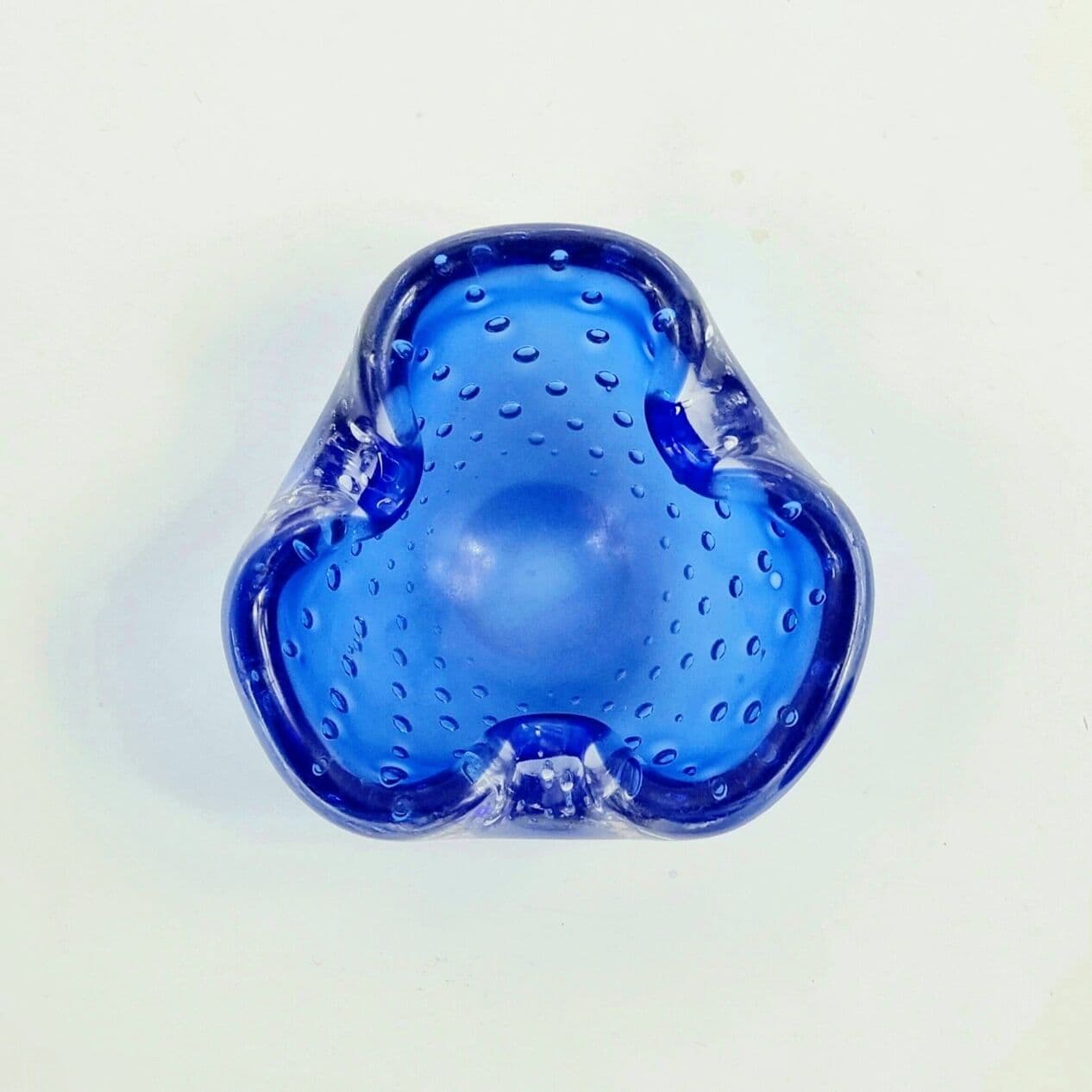 Ashtray Murano, blue transparent, glass crystal, Barovier & Toso, Italy, 1960s. - 294958