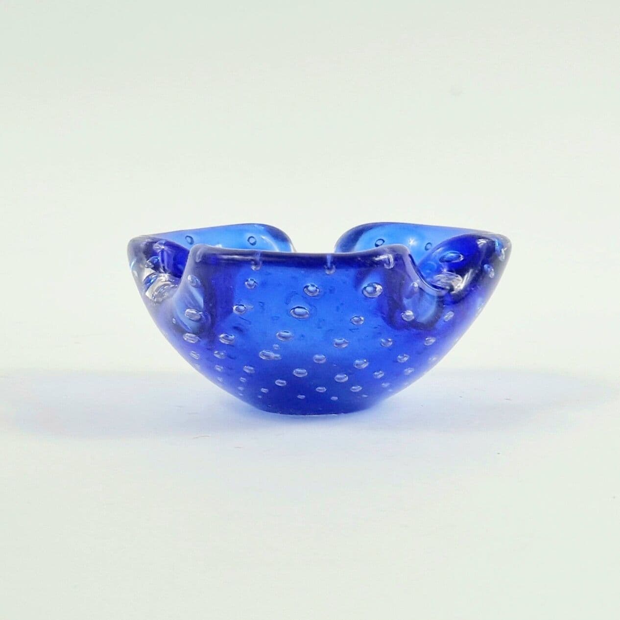 Ashtray Murano, blue transparent, glass crystal, Barovier & Toso, Italy, 1960s. - 294957