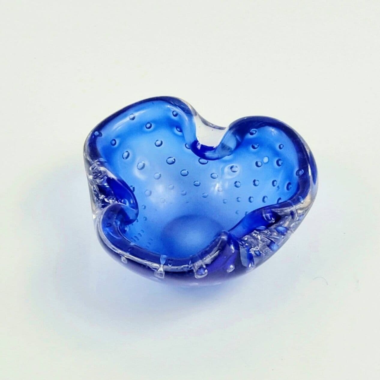 Ashtray Murano, blue transparent, glass crystal, Barovier & Toso, Italy, 1960s. - 294955