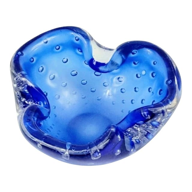 Ashtray Murano, blue transparent, glass crystal, Barovier & Toso, Italy, 1960s. - DIMENSION
