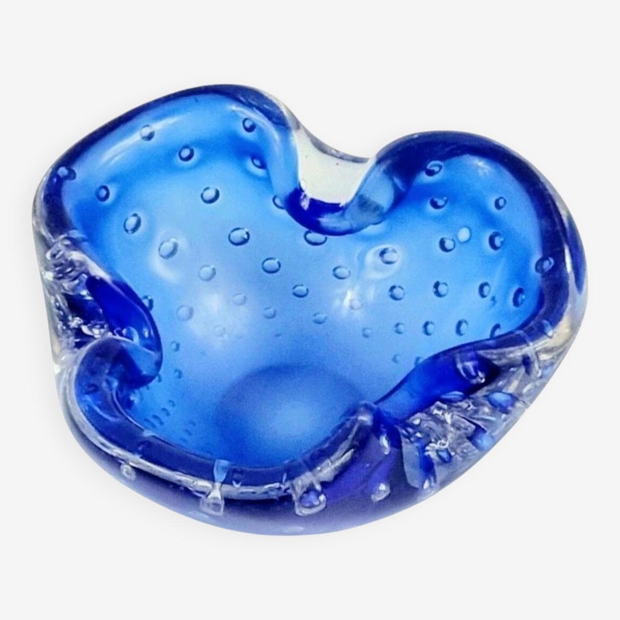 Ashtray Murano, blue transparent, glass crystal, Barovier & Toso, Italy, 1960s. - 294960