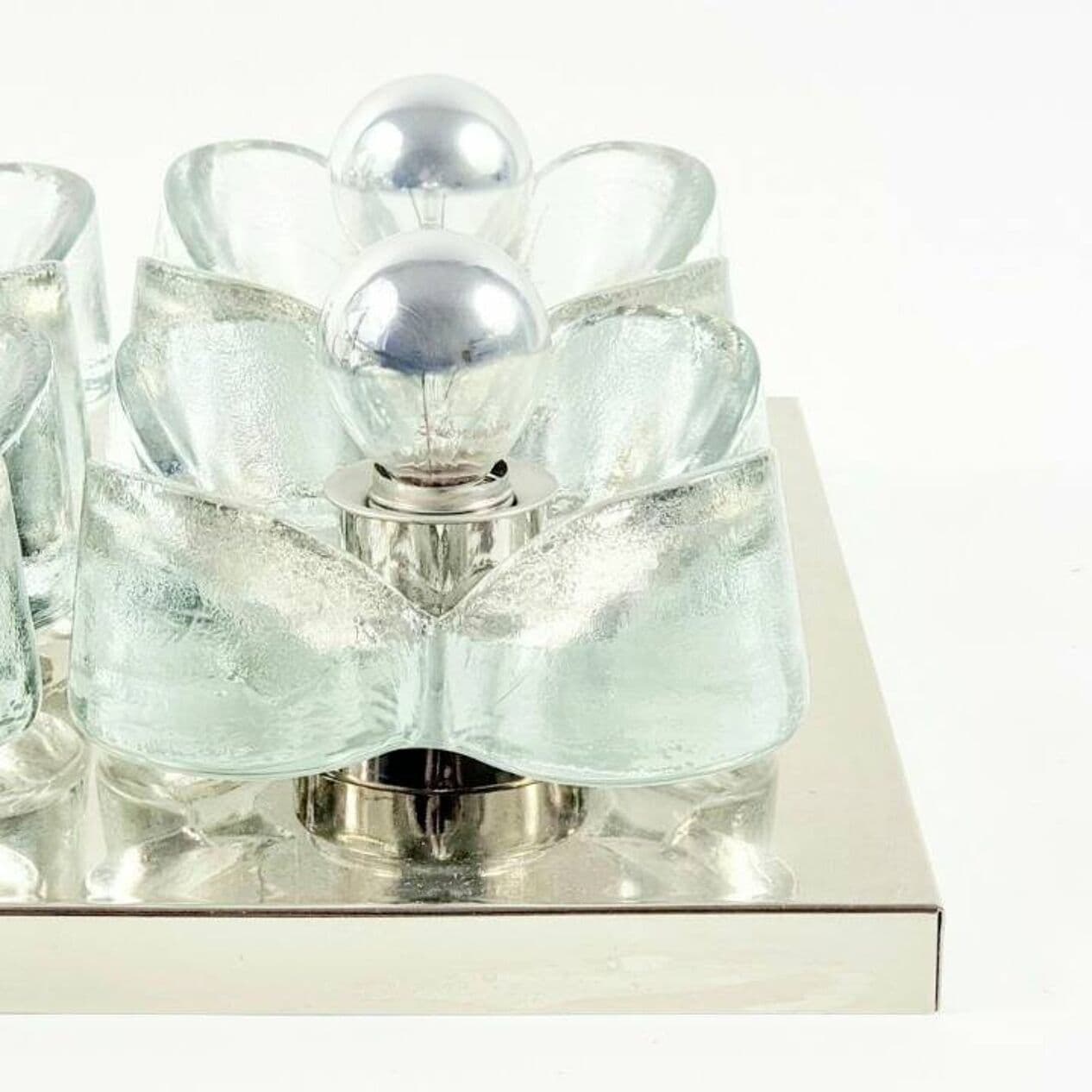 Kinkiet ścienny kwiatowy XL, szkło transparentne, chrom, Niemcy, lata 60. - 294988