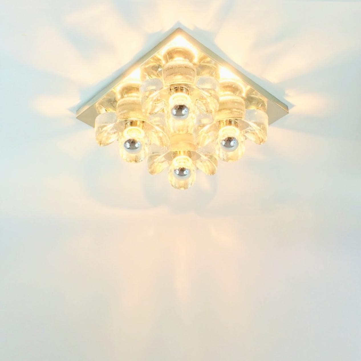 Kinkiet ścienny kwiatowy XL, szkło transparentne, chrom, Niemcy, lata 60. - 294990