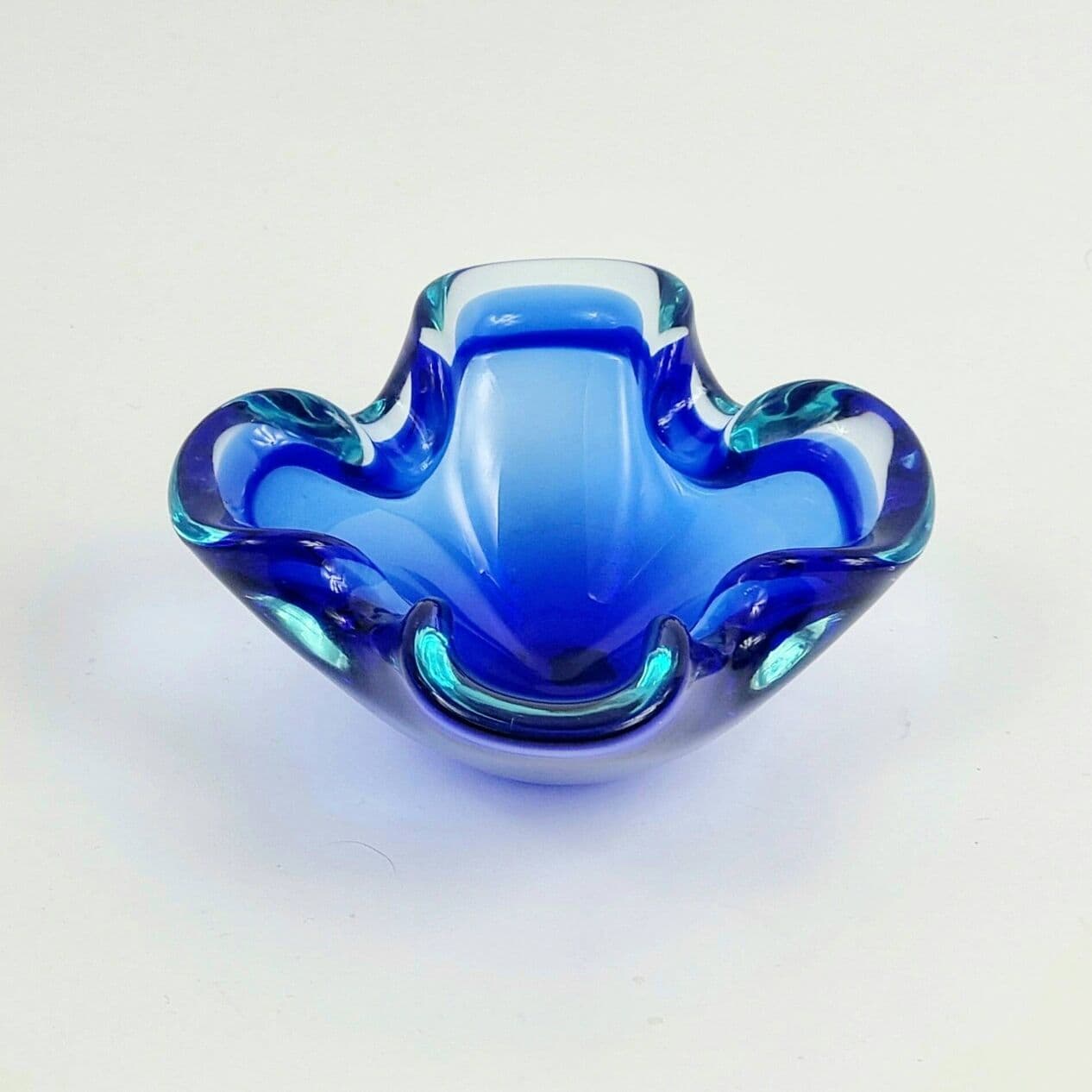 Set of two bowls Sommerso, blue red transparent glass, by F. Poli, Italy, 1970s. - 294968
