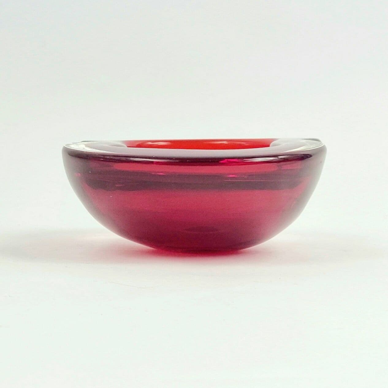 Set of two bowls Sommerso, blue red transparent glass, by F. Poli, Italy, 1970s. - 294966