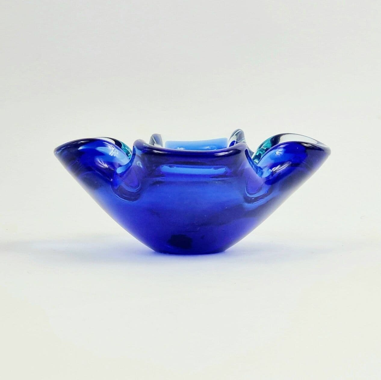 Set of two bowls Sommerso, blue red transparent glass, by F. Poli, Italy, 1970s. - 294969