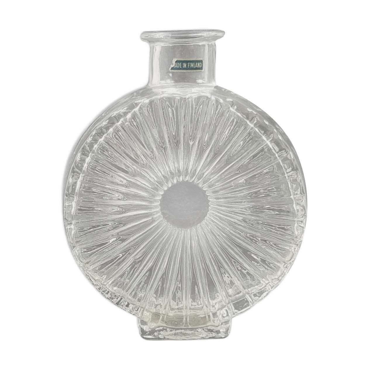 Vase Aurinkopullo, transparent glass crystal, by H. Tynell, Finland, 1960s
