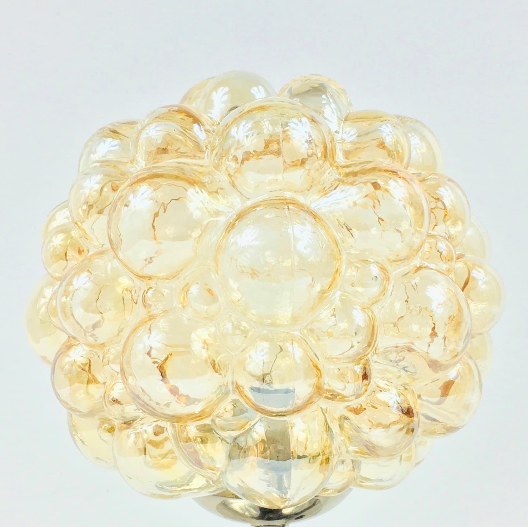 Lampa stołowa, szkło bubble jasnobursztynowe, proj. Helena Tynell, Niemcy, lata 60. - 303238