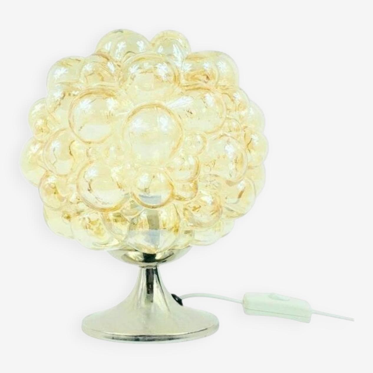 Lampa stołowa Bubble, szkło złote transparentne, stal polerowana srebrna, proj. H. Tynell, Niemcy, lata 60. - 295023