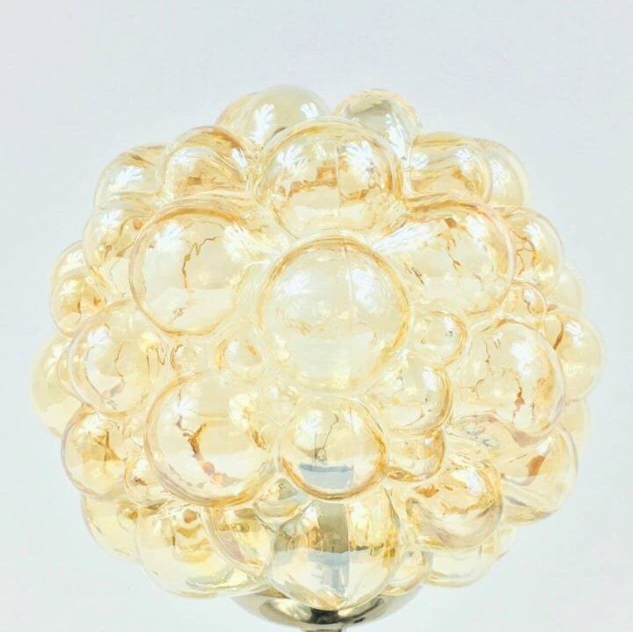 Lampa stołowa Bubble, szkło złote transparentne, stal polerowana srebrna, proj. H. Tynell, Niemcy, lata 60. - 295018