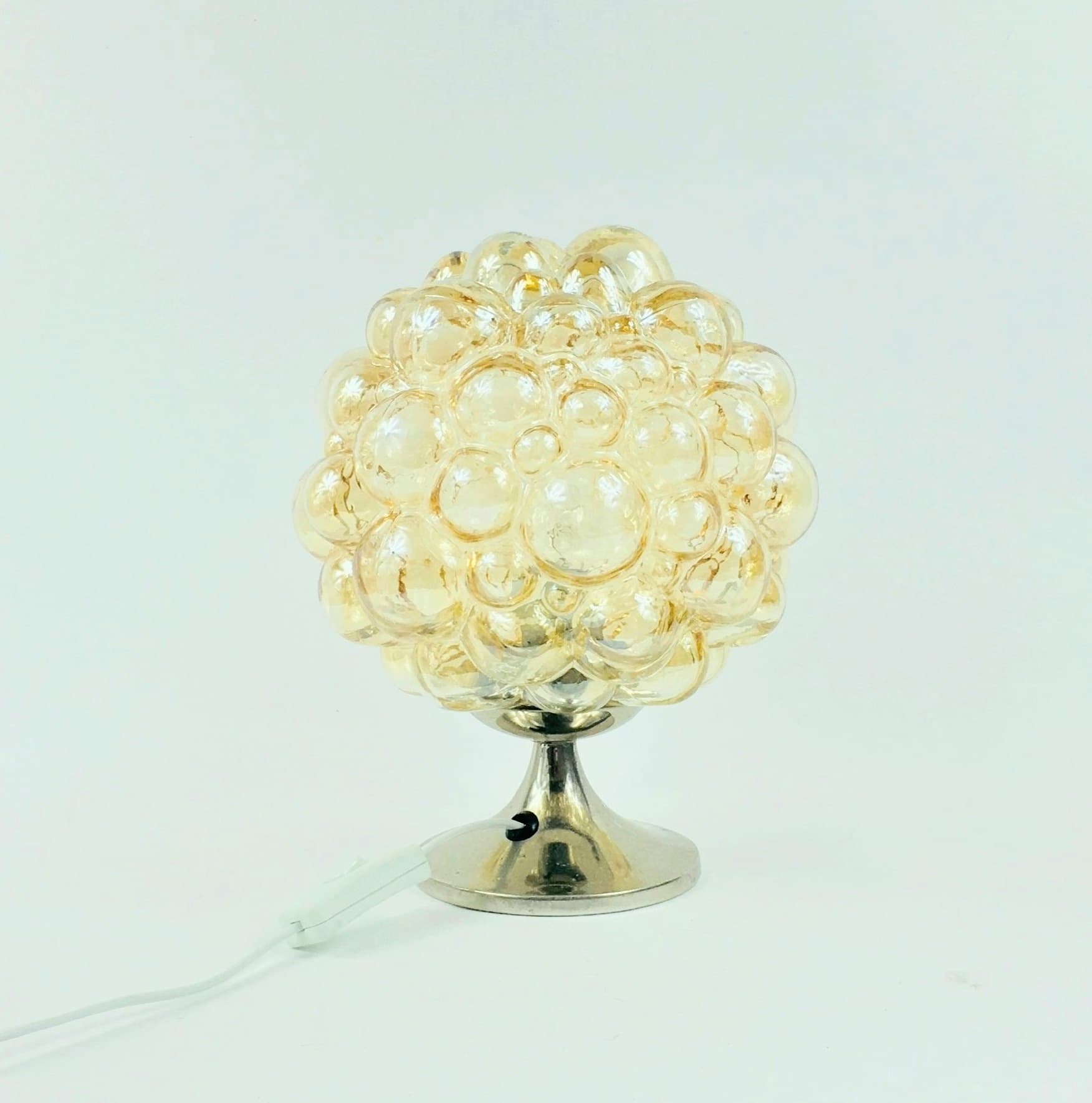 Lampa stołowa, szkło bubble jasnobursztynowe, proj. Helena Tynell, Niemcy, lata 60. - 303237