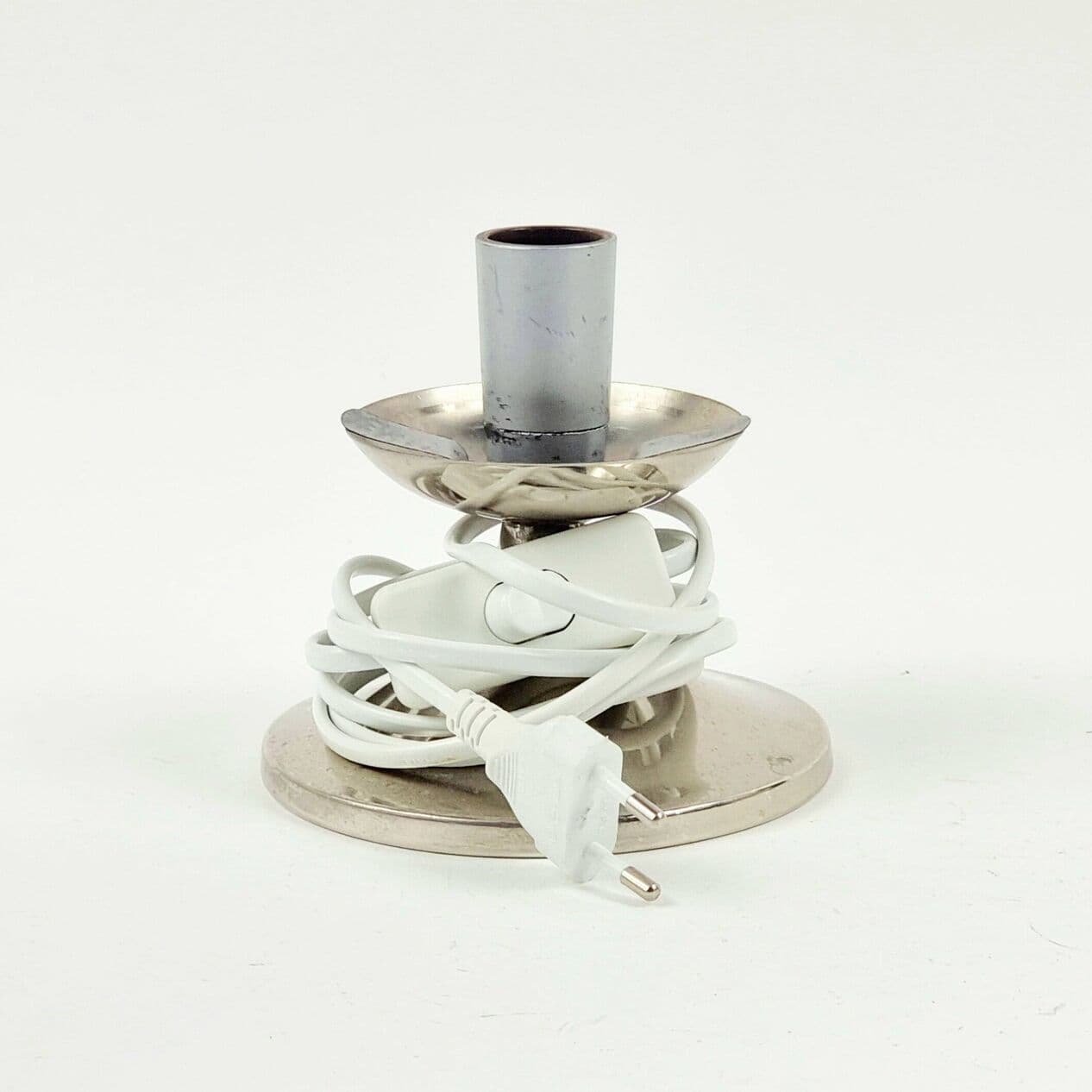 Lampa stołowa Bubble, szkło złote transparentne, stal polerowana srebrna, proj. H. Tynell, Niemcy, lata 60. - 295021