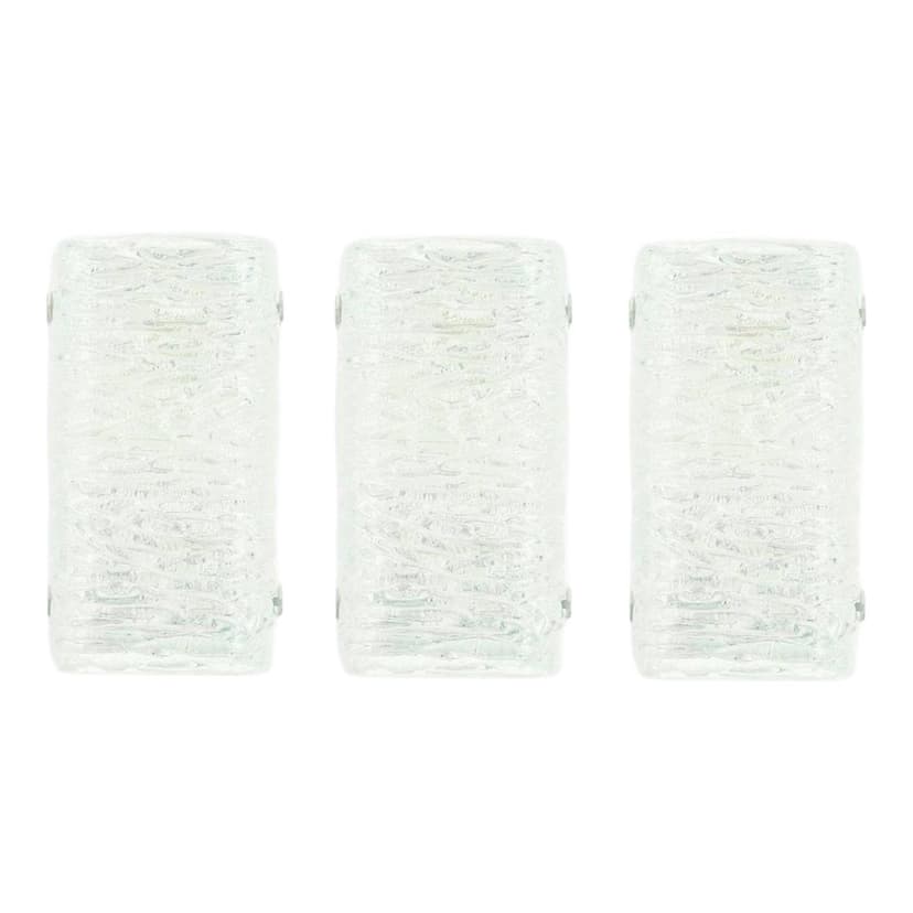 Zestaw trzech kinkietów Murano Ice, szkło transparentne, Kaiser Leuchten, Niemcy, lata 60.