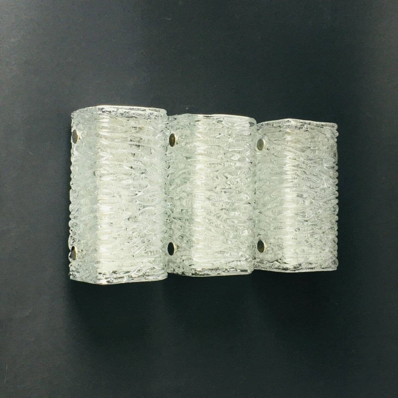 Zestaw trzech kinkietów Murano Ice, szkło transparentne, Kaiser Leuchten, Niemcy, lata 60. - 297063