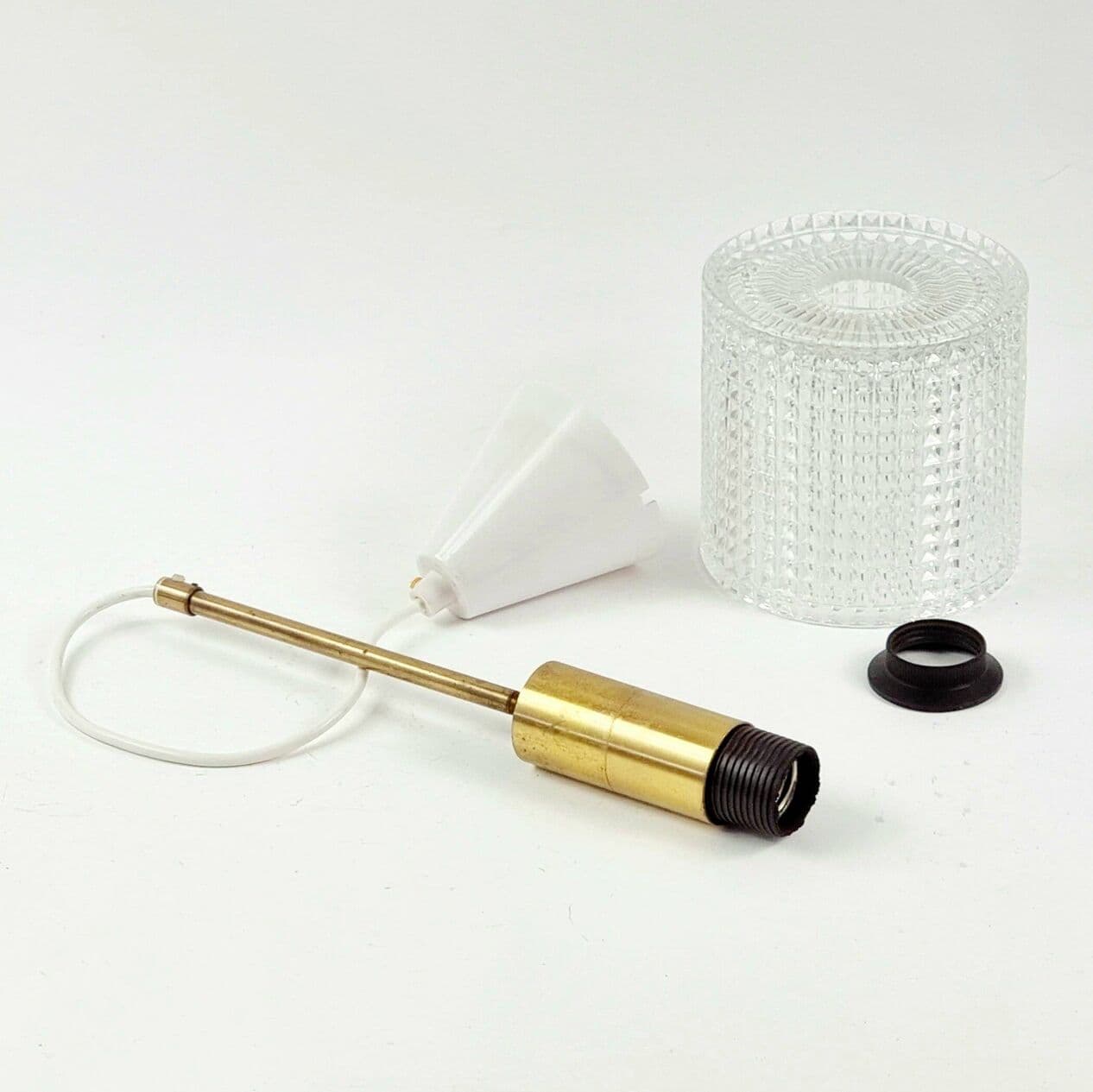 Lampa sufitowa, transparentne szkło kryształowe, mosiądz, proj. Carl Fagerlund, Orrefors, Szwecja, lata 60. - 297061