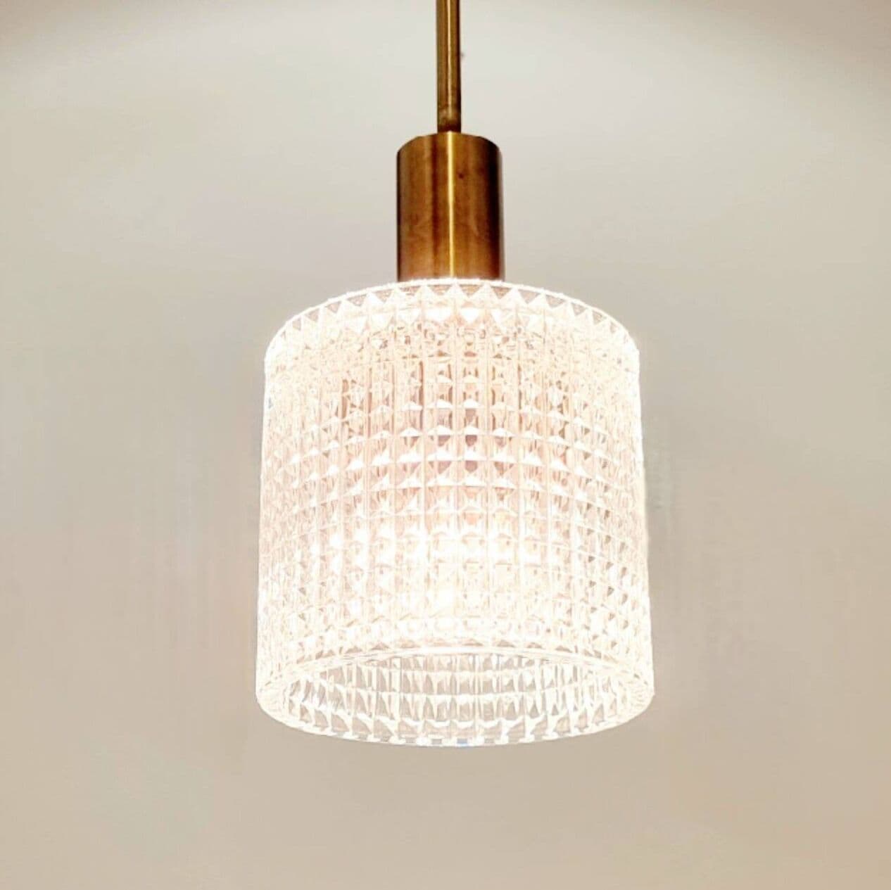 Lampa sufitowa, transparentne szkło kryształowe, mosiądz, proj. Carl Fagerlund, Orrefors, Szwecja, lata 60. - 297057