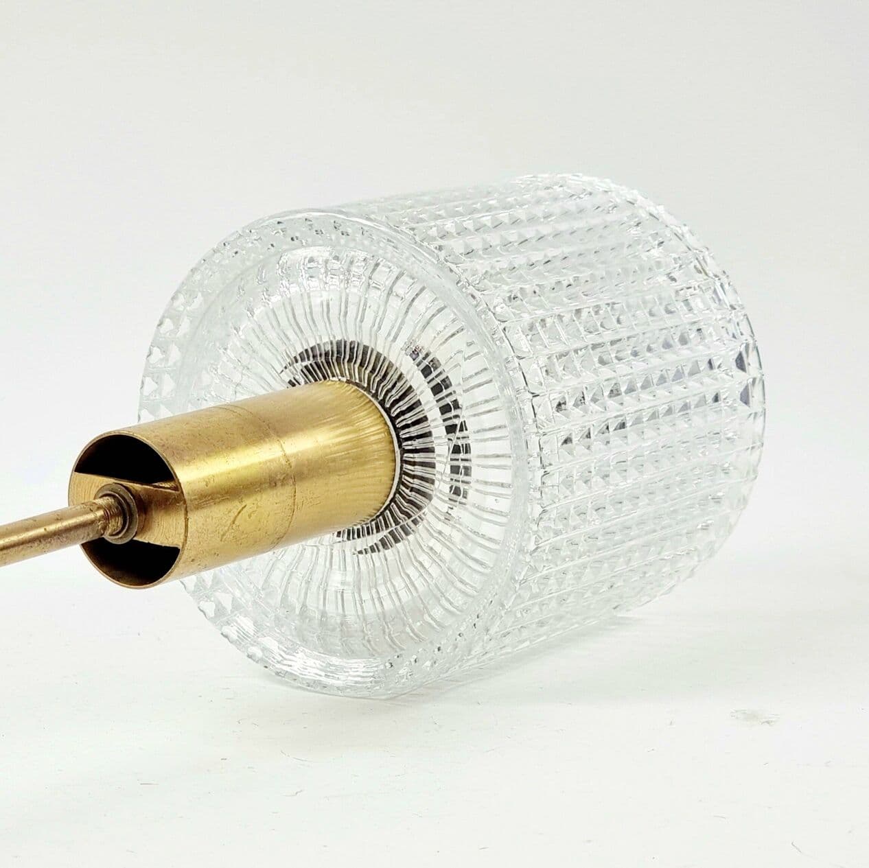 Lampa sufitowa, transparentne szkło kryształowe, mosiądz, proj. Carl Fagerlund, Orrefors, Szwecja, lata 60. - 297059