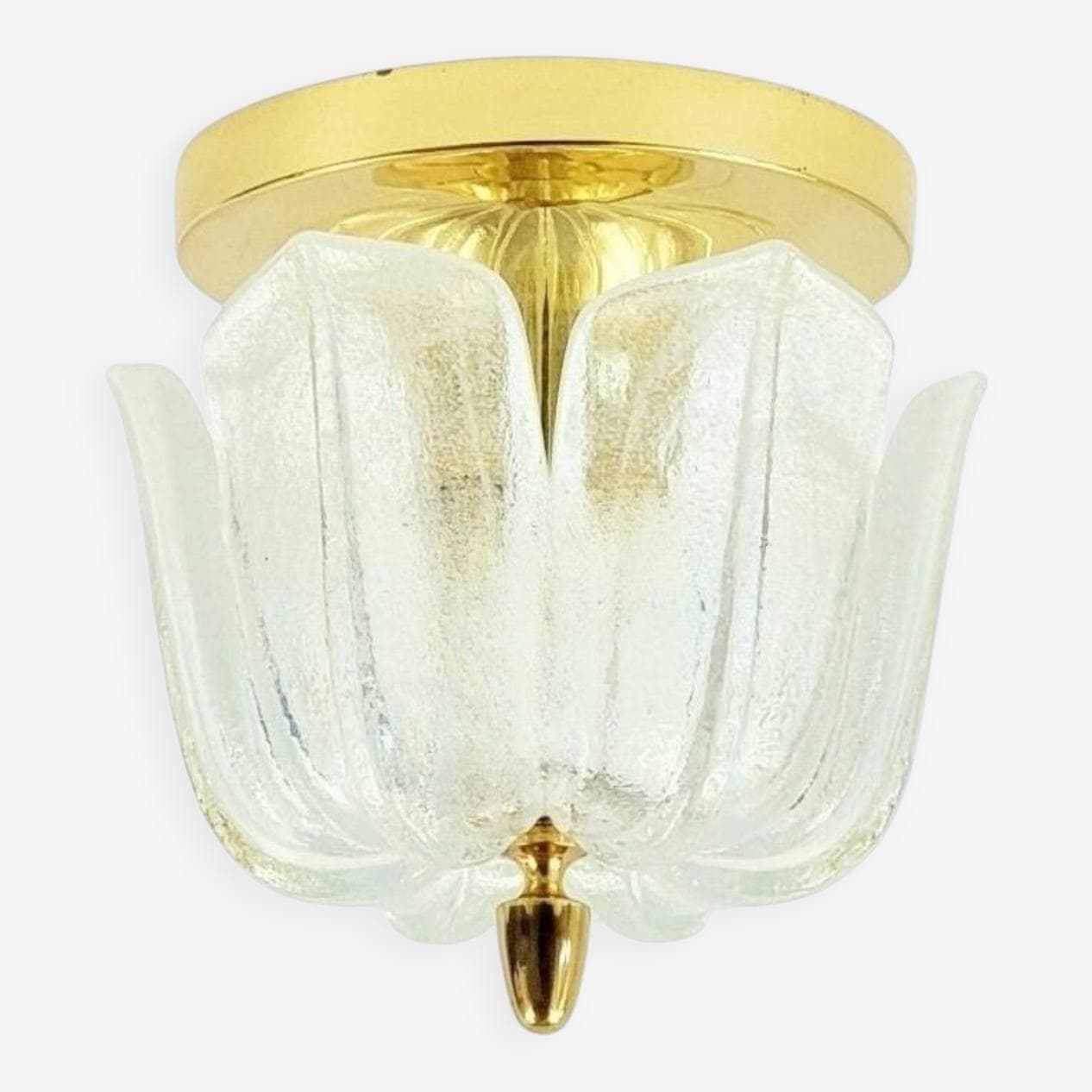 Lampa sufitowa, szkło transparent, mosiądz złoty, Limburg, Niemcy, lata 70. - 297034