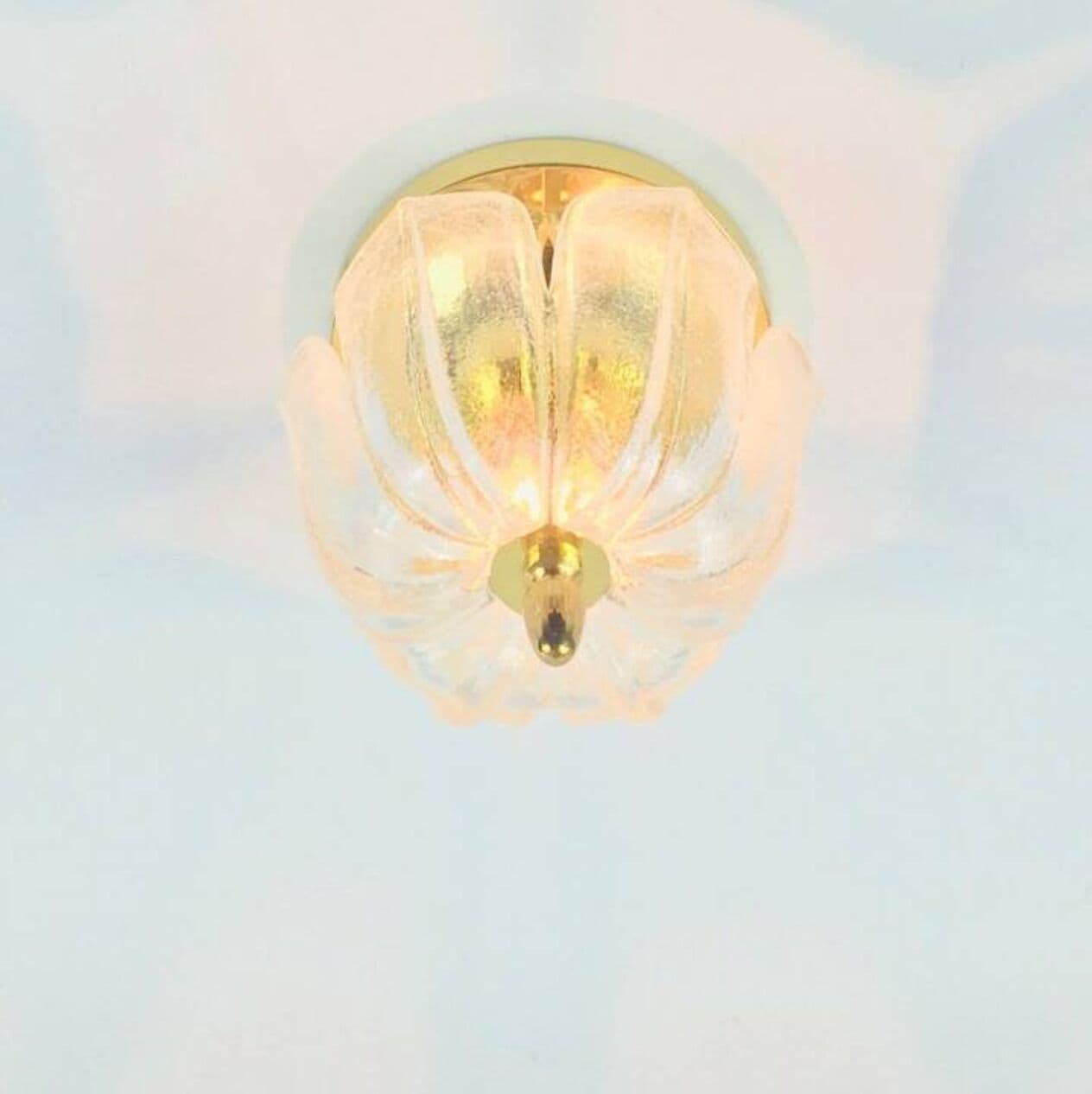 Lampa sufitowa, szkło transparent, mosiądz złoty, Limburg, Niemcy, lata 70. - 297038