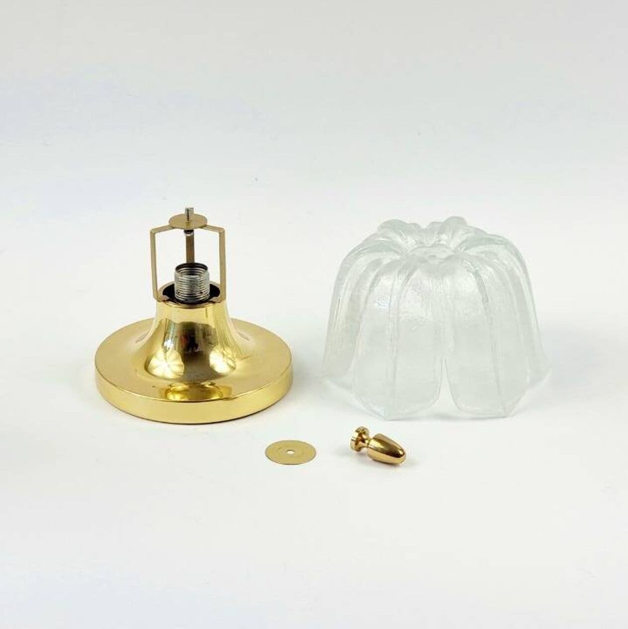Lampa sufitowa, szkło transparent, mosiądz złoty, Limburg, Niemcy, lata 70. - 297041