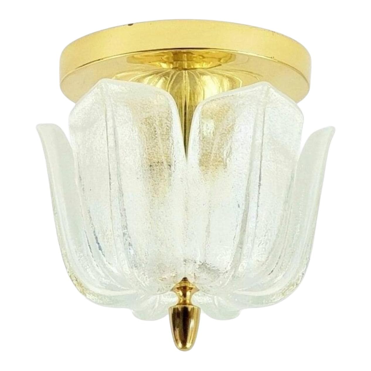 Lampa sufitowa, szkło transparent, mosiądz złoty, Limburg, Niemcy, lata 70.