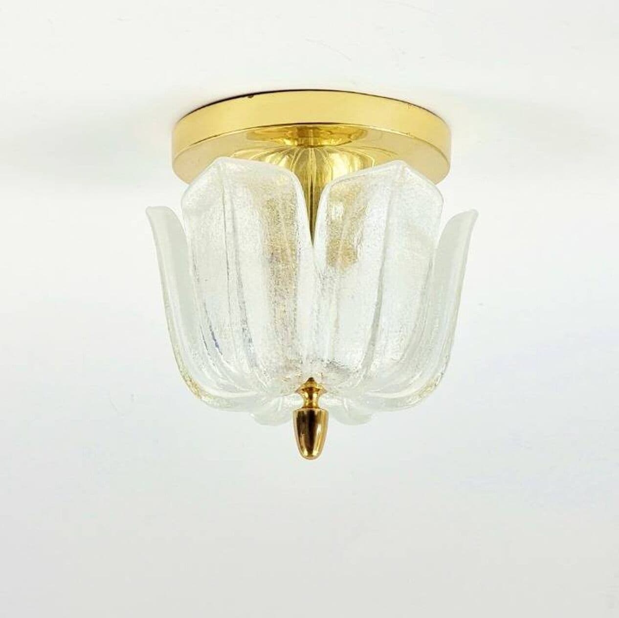 Lampa sufitowa, szkło transparent, mosiądz złoty, Limburg, Niemcy, lata 70. - 297033
