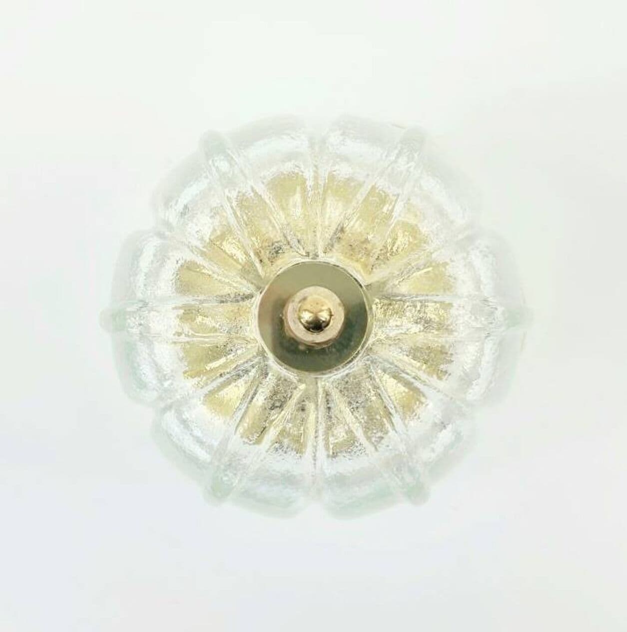 Lampa sufitowa, szkło transparent, mosiądz złoty, Limburg, Niemcy, lata 70. - 297035