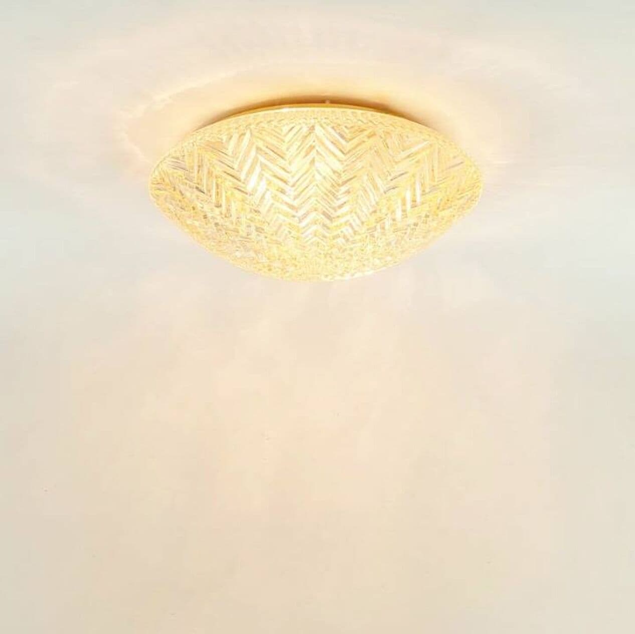 Lampa sufitowa geometryczna, szkło złote, Limburg, Niemcy, lata 70. - 297027
