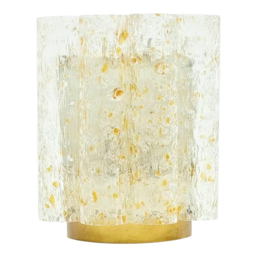 Kinkiet Ice Glass, szkło transparentne, mosiądz Doria Leuchten, Niemcy, lata 60.