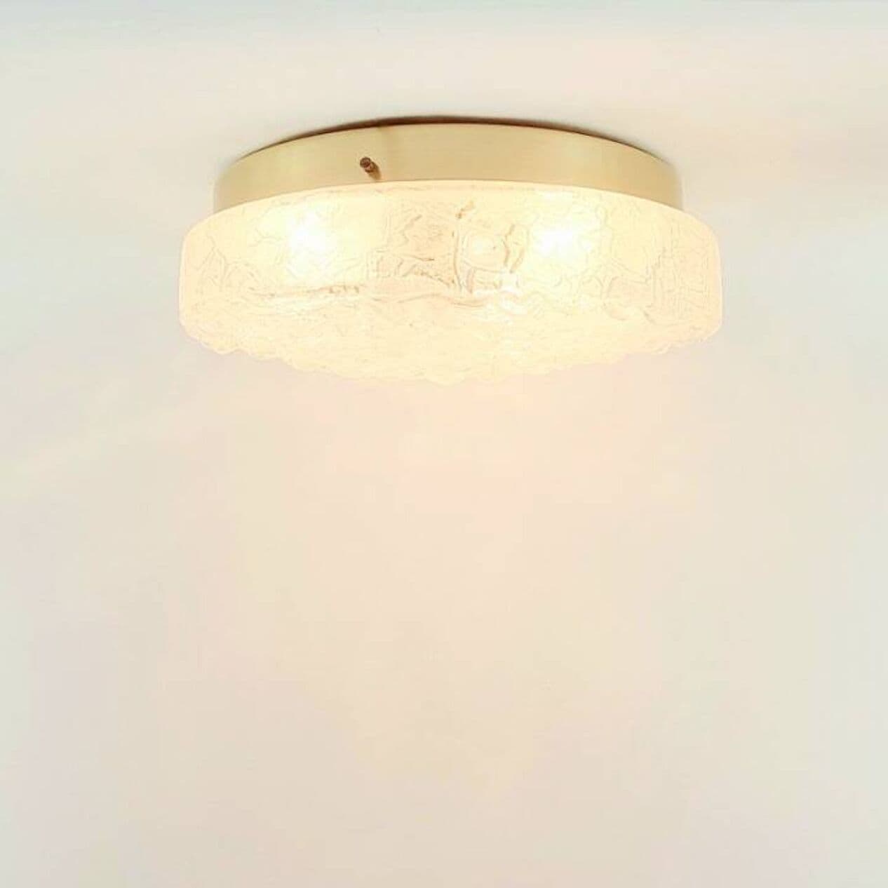 Plafon, Murano Ice, szkło transparentne, aluminium złoty, Doria Leuchten, Niemcy, lata 60. - 296996