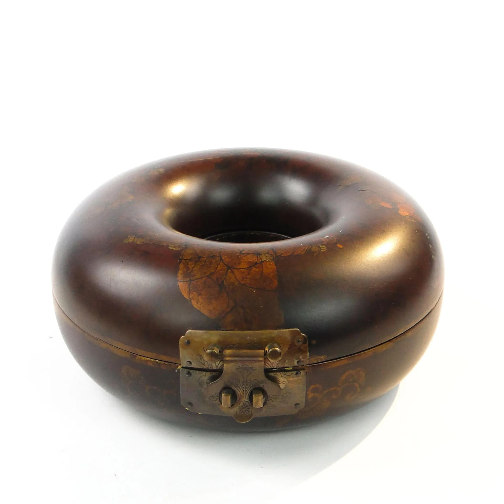 Pudełko na biżuterię, brąz ciemny, ebonit, Chiny, początek XX w. - 21844