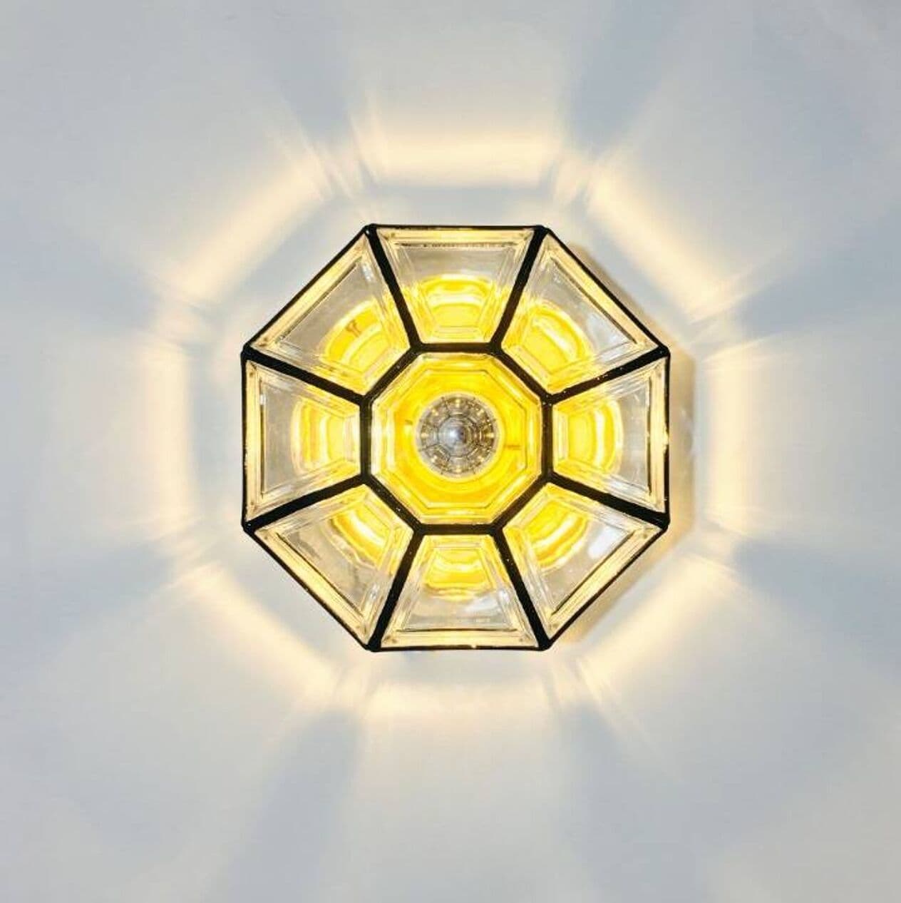 Lampa sufitowa, szkło transparentne, mosiądz złoty, Limburg, Niemcy, lata 60. - 296962