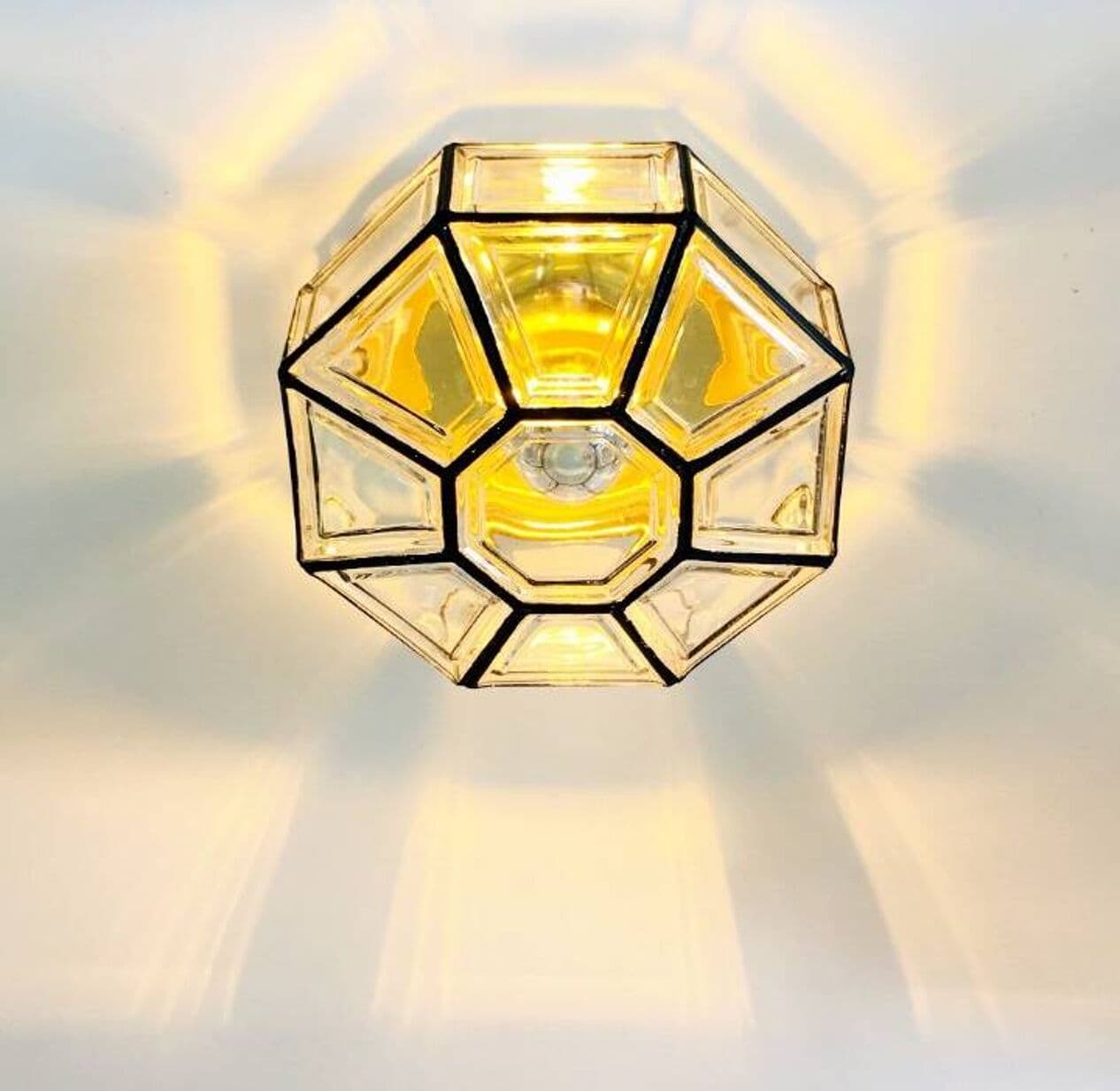 Lampa sufitowa, szkło transparentne, mosiądz złoty, Limburg, Niemcy, lata 60. - 296963