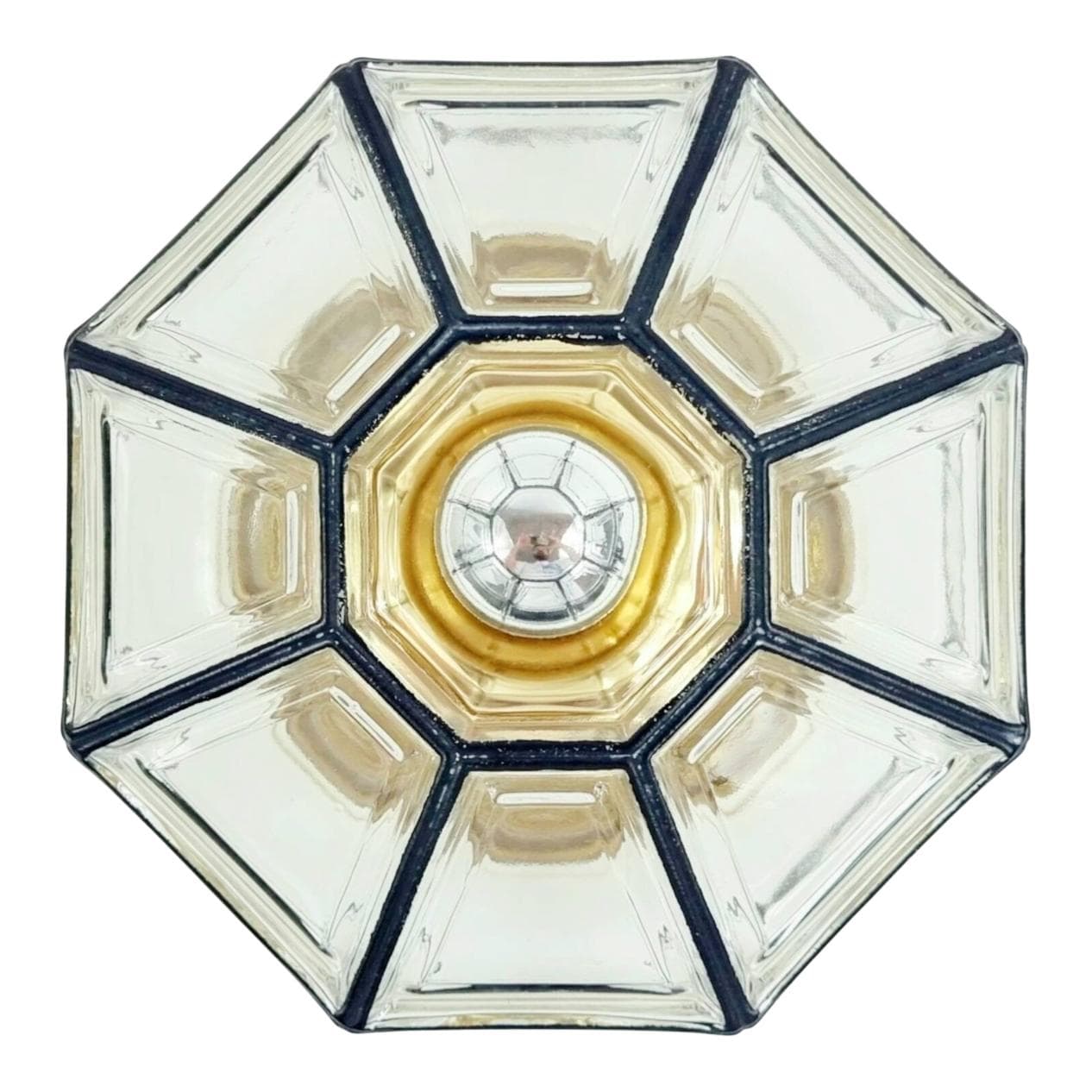 Lampa sufitowa, szkło transparentne, mosiądz złoty, Limburg, Niemcy, lata 60.