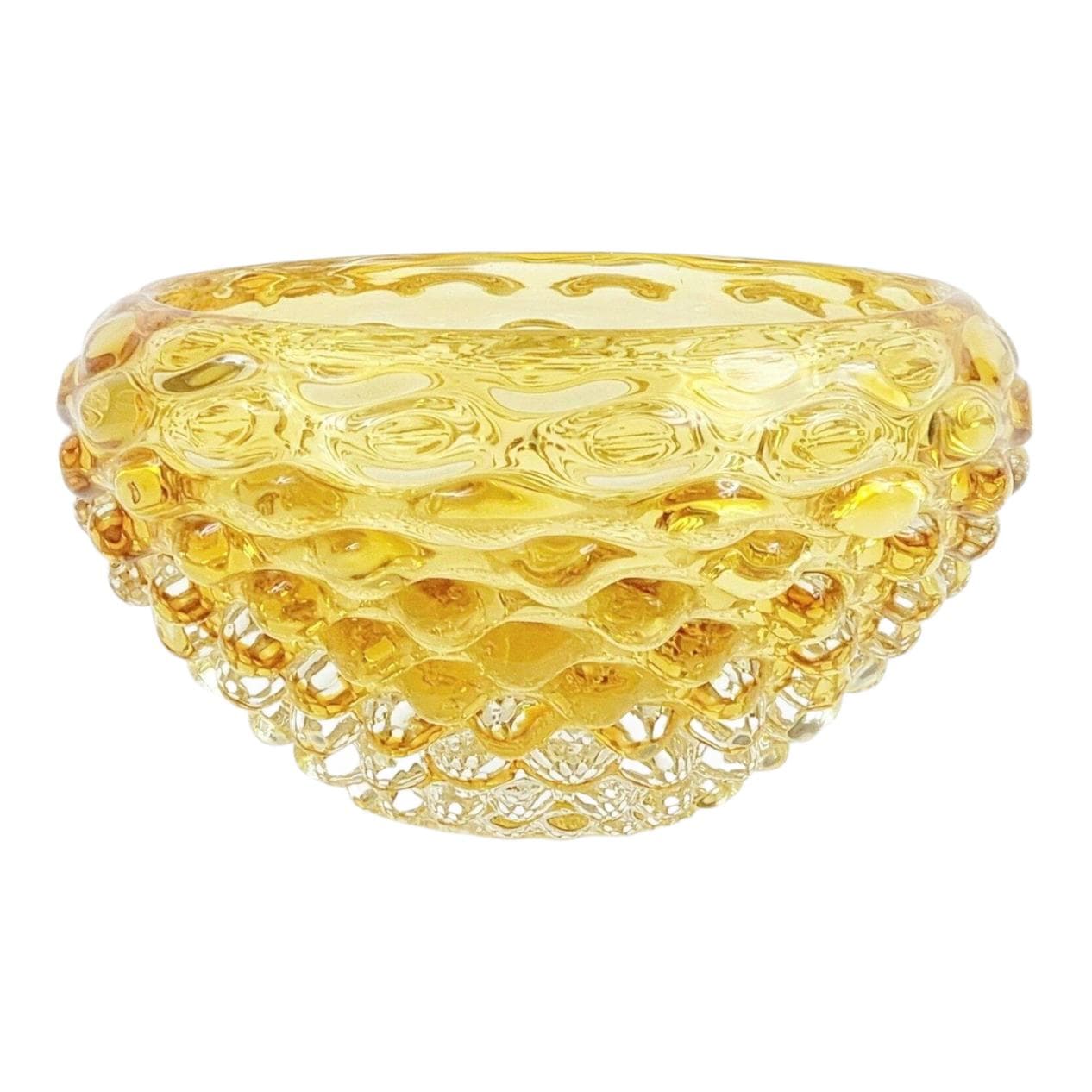 Bowl Lenti, gold transparent, glass crystal, Italy, 1940s.