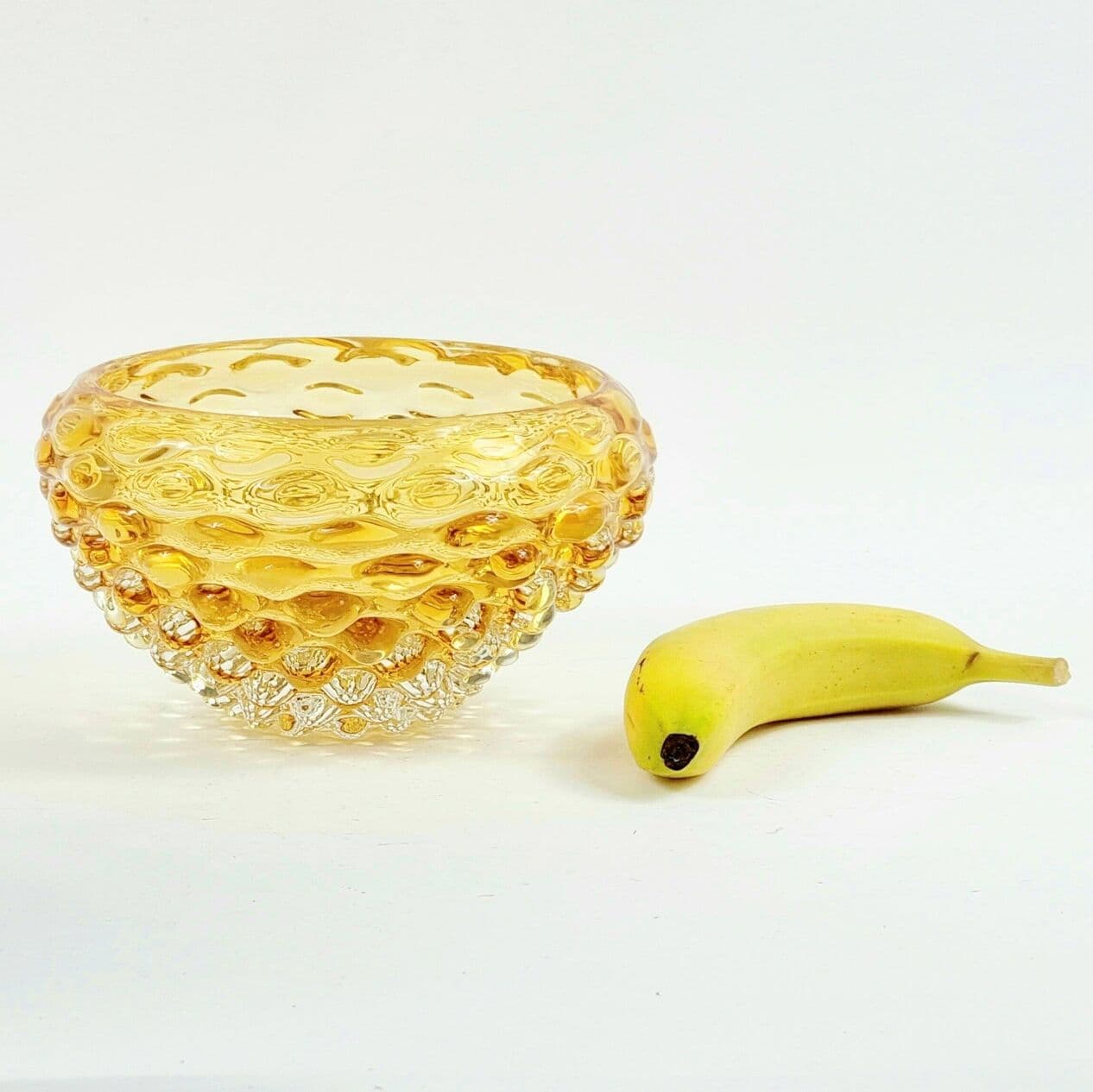 Bowl Lenti, gold transparent, glass crystal, Italy, 1940s. - 296945